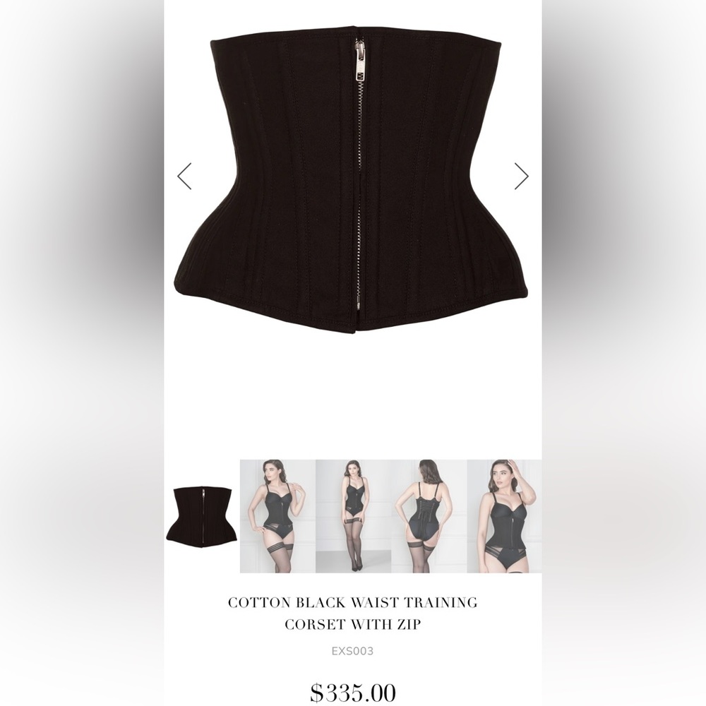 COTTON BLACK WAIST TRAINING CORSET WITH ZIP